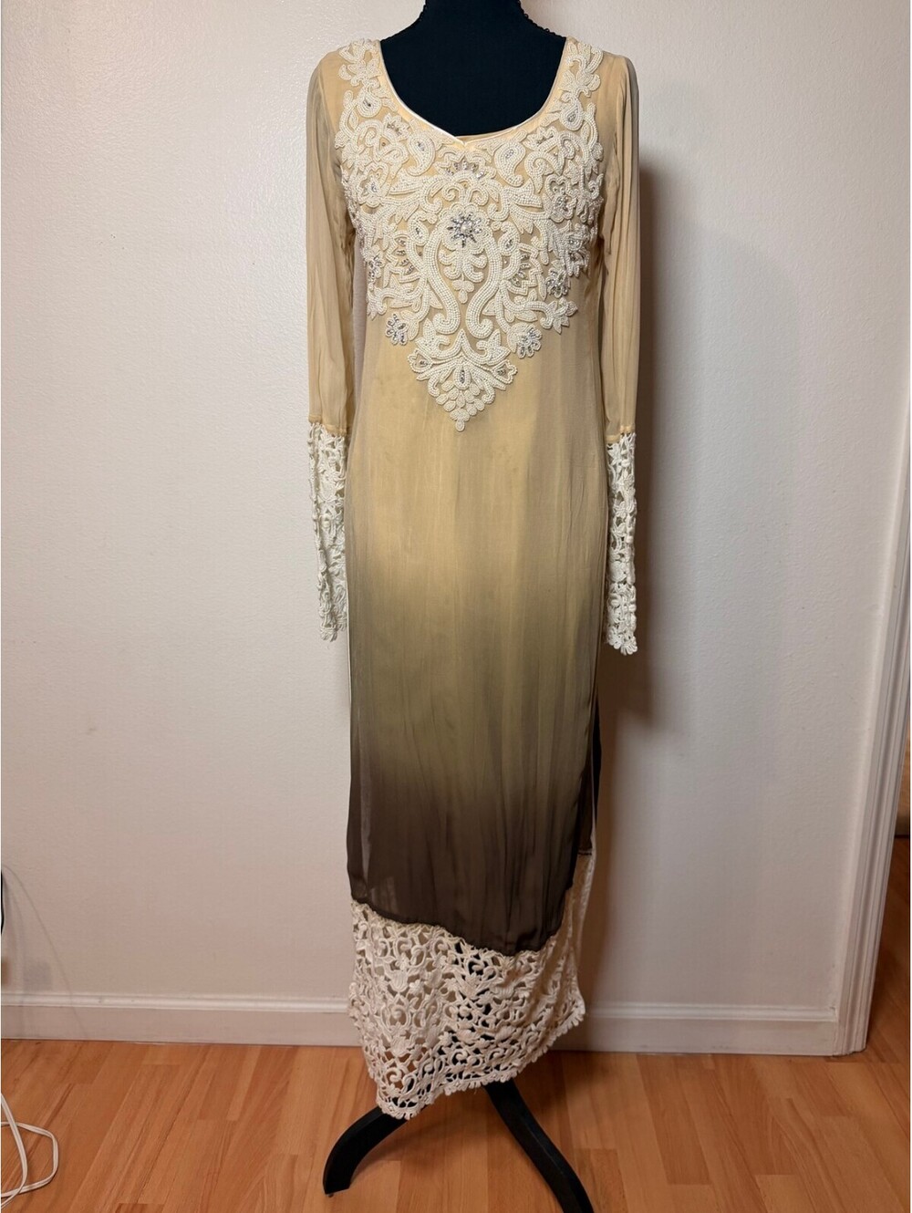 Farheen Zameer Beaded Ombre Maxi Dress 38 Fall